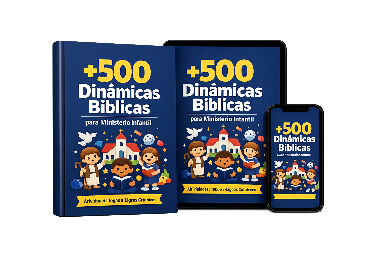 Mockup do material em livro, notebook, tablet e celular